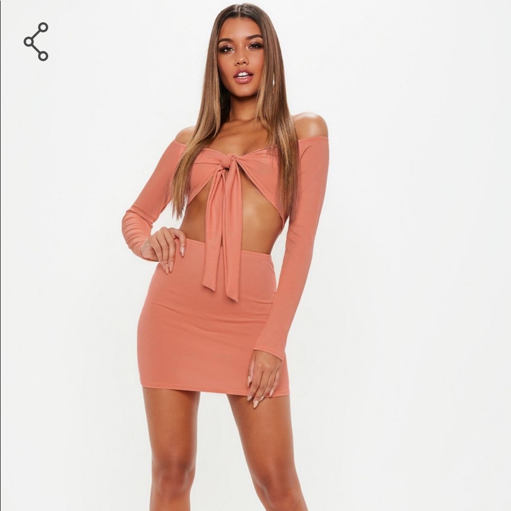 Front tie crop top and skirt CO ORD